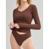 imageAvidlove Womens Long Sleeve Tops Sweetheart Neck Y2k Double Lined Bodysuit Top Fitted Basic Tee Going Out ShirtsBrown
