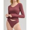 imageAvidlove Womens Long Sleeve Tops Sweetheart Neck Y2k Double Lined Bodysuit Top Fitted Basic Tee Going Out ShirtsDark Purple