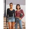 imageAvidlove Womens Long Sleeve Tops Sweetheart Neck Y2k Double Lined Bodysuit Top Fitted Basic Tee Going Out ShirtsDark Purple