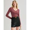 imageAvidlove Womens Long Sleeve Tops Sweetheart Neck Y2k Double Lined Bodysuit Top Fitted Basic Tee Going Out ShirtsDark Purple
