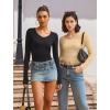 imageAvidlove Womens Long Sleeve Tops Sweetheart Neck Y2k Double Lined Bodysuit Top Fitted Basic Tee Going Out ShirtsKhaki