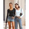imageAvidlove Womens Long Sleeve Tops Sweetheart Neck Y2k Double Lined Bodysuit Top Fitted Basic Tee Going Out ShirtsWhite