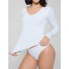 imageAvidlove Womens Long Sleeve Tops Sweetheart Neck Y2k Double Lined Bodysuit Top Fitted Basic Tee Going Out ShirtsWhite