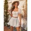 imageAvidlove Womens Pleated Skater Skirt Basic Casual High Waisted Ruffles Flared Mini Lingerie SkirtsAwhite