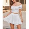 imageAvidlove Womens Pleated Skater Skirt Basic Casual High Waisted Ruffles Flared Mini Lingerie SkirtsAwhite