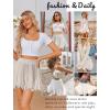 imageAvidlove Womens Pleated Skater Skirt Basic Casual High Waisted Ruffles Flared Mini Lingerie SkirtsAwhite