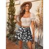 imageAvidlove Womens Pleated Skater Skirt Basic Casual High Waisted Ruffles Flared Mini Lingerie SkirtsBlack Flower