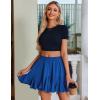 imageAvidlove Womens Pleated Skater Skirt Basic Casual High Waisted Ruffles Flared Mini Lingerie SkirtsBlue