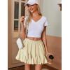 imageAvidlove Womens Pleated Skater Skirt Basic Casual High Waisted Ruffles Flared Mini Lingerie SkirtsKhaki