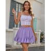 imageAvidlove Womens Pleated Skater Skirt Basic Casual High Waisted Ruffles Flared Mini Lingerie SkirtsLilac