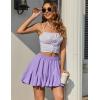 imageAvidlove Womens Pleated Skater Skirt Basic Casual High Waisted Ruffles Flared Mini Lingerie SkirtsLilac