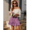 imageAvidlove Womens Pleated Skater Skirt Basic Casual High Waisted Ruffles Flared Mini Lingerie SkirtsPurple Red