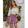 imageAvidlove Womens Pleated Skater Skirt Basic Casual High Waisted Ruffles Flared Mini Lingerie SkirtsPurple Red