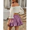 imageAvidlove Womens Pleated Skater Skirt Basic Casual High Waisted Ruffles Flared Mini Lingerie SkirtsPurple Red