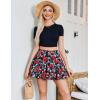 imageAvidlove Womens Pleated Skater Skirt Basic Casual High Waisted Ruffles Flared Mini Lingerie SkirtsRose Flower