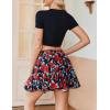 imageAvidlove Womens Pleated Skater Skirt Basic Casual High Waisted Ruffles Flared Mini Lingerie SkirtsRose Flower