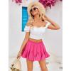 imageAvidlove Womens Pleated Skater Skirt Basic Casual High Waisted Ruffles Flared Mini Lingerie SkirtsRose Red