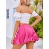 imageAvidlove Womens Pleated Skater Skirt Basic Casual High Waisted Ruffles Flared Mini Lingerie SkirtsRose Red