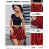 imageAvidlove Womens Pleated Skater Skirt Basic Casual High Waisted Ruffles Flared Mini Lingerie SkirtsWine Red