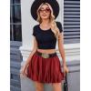 imageAvidlove Womens Pleated Skater Skirt Basic Casual High Waisted Ruffles Flared Mini Lingerie SkirtsWine Red