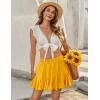 imageAvidlove Womens Pleated Skater Skirt Basic Casual High Waisted Ruffles Flared Mini Lingerie SkirtsYellow