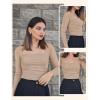 imageAvidlove Womens Square Neck Mesh Long Sleeve Bodysuit Shirts Ruched Body Suit Sexy Sheer Tops Date Night OutfitChampagne