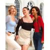 imageAvidlove Womens Square Neck Mesh Long Sleeve Bodysuit Shirts Ruched Body Suit Sexy Sheer Tops Date Night OutfitRed