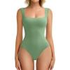 imageAvidlove Bodysuits for Women Square Neck Body Suit Double Lined Tank Top Bodysuit SoftGreen