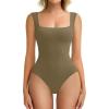 imageAvidlove Bodysuits for Women Square Neck Body Suit Double Lined Tank Top Bodysuit SoftGrey Green