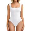 imageAvidlove Bodysuits for Women Square Neck Body Suit Double Lined Tank Top Bodysuit SoftWhite
