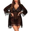 imageAvidlove Sexy Lingerie for Women 3 Piece Lingerie Sets Lace Lingerie Robe Mesh NightgownBlack