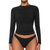 imageAvidlove Women Double Lined Basic Fitted T Shirts Long Sleeve Crew Neck Y2K Top with Underwear SXXLBlack