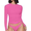 imageAvidlove Women Double Lined Basic Fitted T Shirts Long Sleeve Crew Neck Y2K Top with Underwear SXXLRose Red