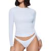 imageAvidlove Women Double Lined Basic Fitted T Shirts Long Sleeve Crew Neck Y2K Top with Underwear SXXLWhite