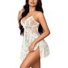 imageAvidlove Women Lace Lingerie Babydoll Sexy Chemise Exotic Nightgowns Bridal NightdressWhite Green Leaves