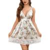 imageAvidlove Women Lace Nightgown Satin Chemise Sexy Lingerie Dress V Neck Sleepwear Slips NightiePink Yellow Flower