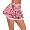 imageAvidlove Women Pleated Mini Skirt Sexy Lace Ruffle Solid Skirt Lingerie Short SkirtsPink Plaid