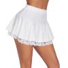 imageAvidlove Women Pleated Mini Skirt Sexy Lace Ruffle Solid Skirt Lingerie Short SkirtsWhite