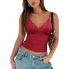 imageAvidlove Womens Camisole Tank Tops Lace Spaghetti Strap Sleeveless Top V Neck Slim Basic Cami Tops Lingerie Wine Red