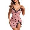 imageAvidlove Womens Lingerie Sexy Lace Babydoll V Neck Sleepwear Cotton Nightgowns for Women ChemiseHeart Print