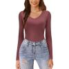 imageAvidlove Womens Long Sleeve Tops Sweetheart Neck Y2k Double Lined Bodysuit Top Fitted Basic Tee Going Out ShirtsDark Purple