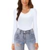 imageAvidlove Womens Long Sleeve Tops Sweetheart Neck Y2k Double Lined Bodysuit Top Fitted Basic Tee Going Out ShirtsWhite