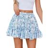 imageAvidlove Womens Pleated Skater Skirt Basic Casual High Waisted Ruffles Flared Mini Lingerie SkirtsBlue Rose