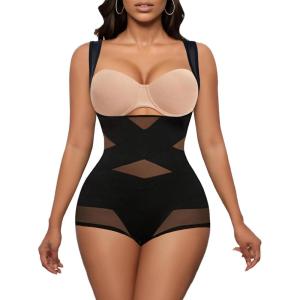 imageAvidlove Shapewear Bodysuit for Women Body Shaper Tummy Control Shapewear Plus Size Body Suits with Snap CrotchBlacku Shape Bust
