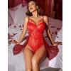 imageAvidlove Babydoll Lingerie for Women Floral Snap Crotch Teddy Chemise Nightie Lace NightgownPattern An23