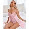 imageAvidlove Babydoll Lingerie for Women Floral Snap Crotch Teddy Chemise Nightie Lace NightgownPink