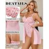 imageAvidlove Babydoll Lingerie for Women Floral Snap Crotch Teddy Chemise Nightie Lace NightgownPink