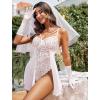 imageAvidlove Babydoll Lingerie for Women Floral Snap Crotch Teddy Chemise Nightie Lace NightgownWhite