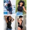imageAvidlove Bodysuits for Women Crew Neck Sleeveless Body Suits Snap Closure Double Lined Tank Tops BodysuitBlack