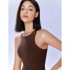 imageAvidlove Bodysuits for Women Crew Neck Sleeveless Body Suits Snap Closure Double Lined Tank Tops BodysuitBrown